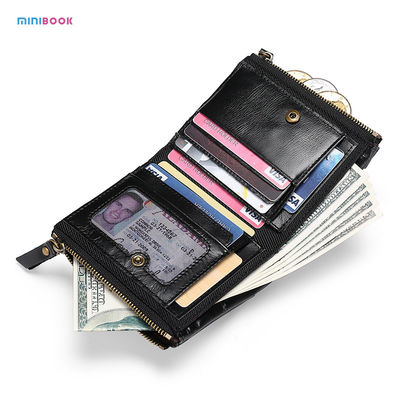 Vintage Style Minibook Men's Wallet with Zipper Closure and Hasp Closure 11.5*10.5*3cm