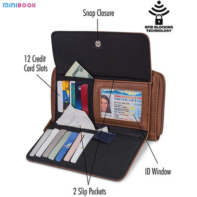 Custom Portable Designer Pebble Leather Cosmetic Storage Card Holder Wallet for Beauty