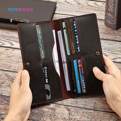 Multifunctional Men's Wallet in Genuine Leather with Custom Design and Letter Pattern
