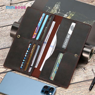 Multifunctional Men's Wallet in Genuine Leather with Custom Design and Letter Pattern