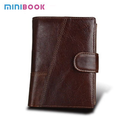 Men's Cowhide Wallet with Custom Logo RFID Blocking and Money Clip in Vintage Design
