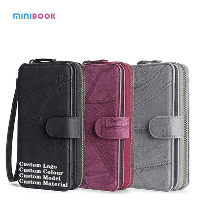 Letter Pattern PU Leather Wallet Case for iPhone 13 Pro Max Minibook Multi-Function