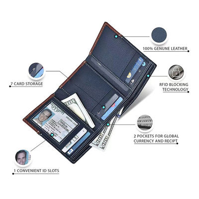 GENUINE LEATHER Mini Minimalist Rfid Credit Card Holder Ultra-thin Designer Money Clip