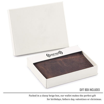 12cm * 10cm * 2cm Full Grain Leather Wallet Set with RFID Blocking and None Decoration