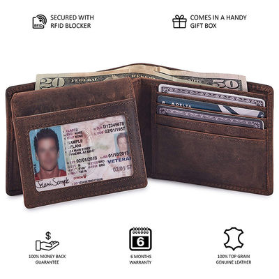 12cm * 10cm * 2cm Full Grain Leather Wallet Set with RFID Blocking and None Decoration