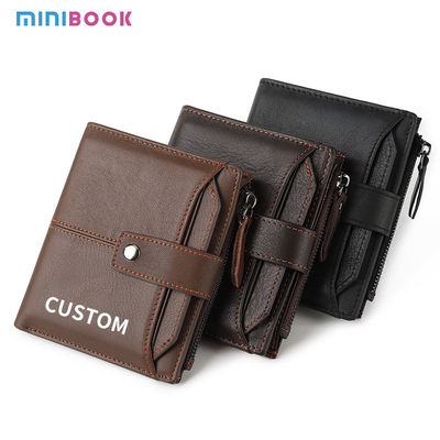 Men Women Aluminum Wallet Rfid Blocking Leather Wallet With Zipper Pocket Polyester Lining