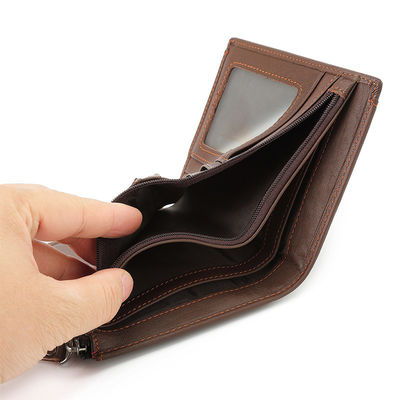 Men Women Aluminum Wallet Rfid Blocking Leather Wallet With Zipper Pocket Polyester Lining