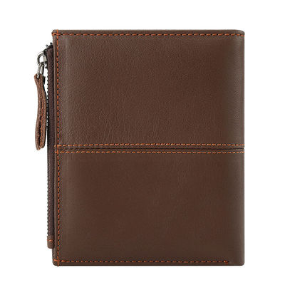 Men Women Aluminum Wallet Rfid Blocking Leather Wallet With Zipper Pocket Polyester Lining