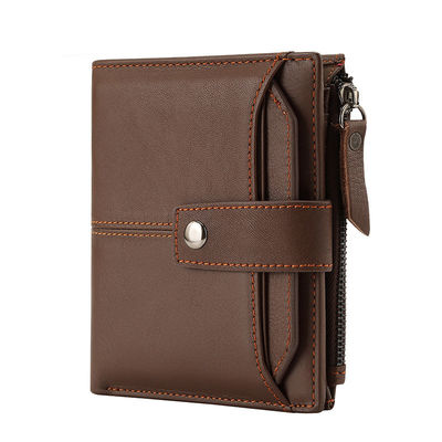 Men Women Aluminum Wallet Rfid Blocking Leather Wallet With Zipper Pocket Polyester Lining