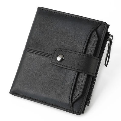 Men Women Aluminum Wallet Rfid Blocking Leather Wallet With Zipper Pocket Polyester Lining