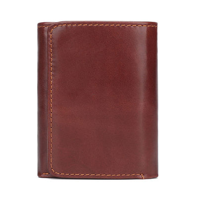Custom Logo Avaliable Men's Leather RFID Blocking Trifold Credit Card Holder Wallet