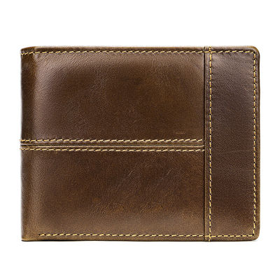 Fashionable Men's Leather Short Wallet with RFID Function and Vintage Cash Holder