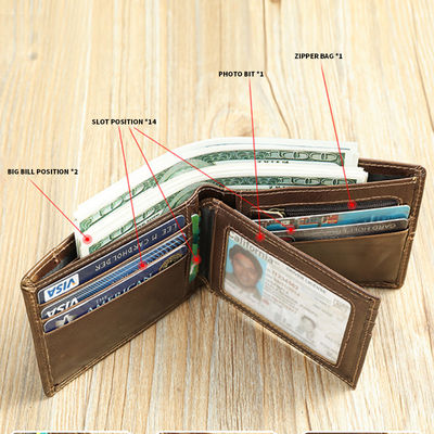 Fashionable Men's Leather Short Wallet with RFID Function and Vintage Cash Holder