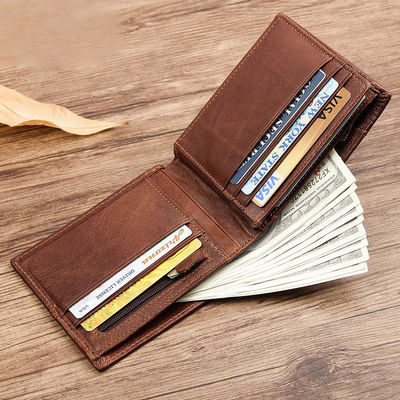 Daily Life Main Material GENUINE LEATHER Wallets For Man Anti-Theft Short Male Purses