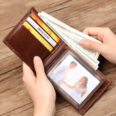 Daily Life Main Material GENUINE LEATHER Wallets For Man Anti-Theft Short Male Purses
