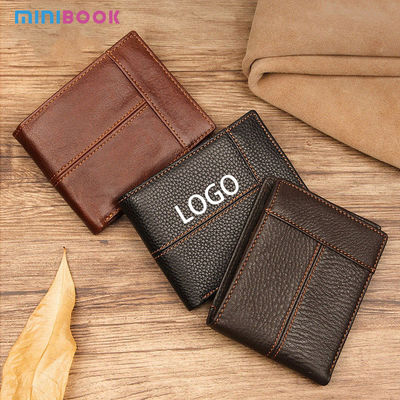 Daily Life Main Material GENUINE LEATHER Wallets For Man Anti-Theft Short Male Purses