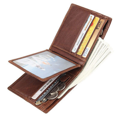 Daily Life Main Material GENUINE LEATHER Wallets For Man Anti-Theft Short Male Purses