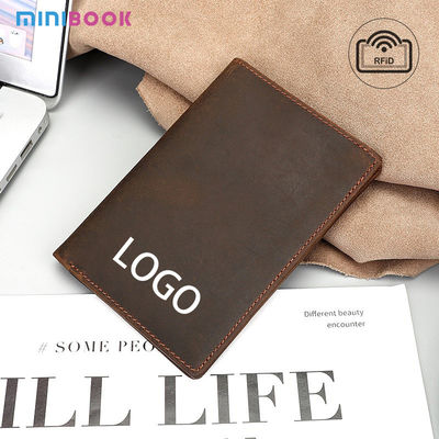 Open Closure RFID Blocking Genuine Leather Passport Wallet for Travel Credit Cards