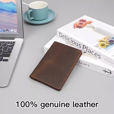 Open Closure RFID Blocking Genuine Leather Passport Wallet for Travel Credit Cards