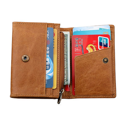 2024 Short Bifold Zipper Wallet for Men Custom Logo and RFID Blocking in Cow Leather
