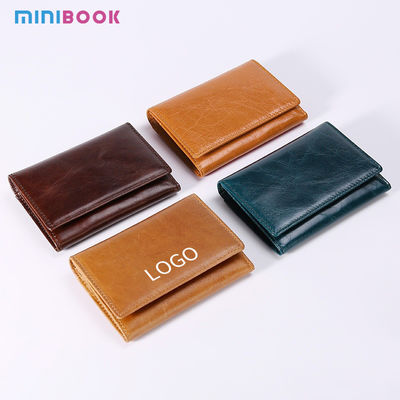 Vintage Genuine Waxy Leather Multi-functional RFID Credit Card Holder Wallet for Men
