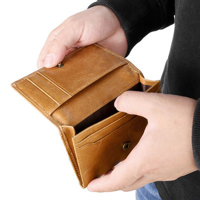 Vintage Genuine Waxy Leather Multi-functional RFID Credit Card Holder Wallet for Men