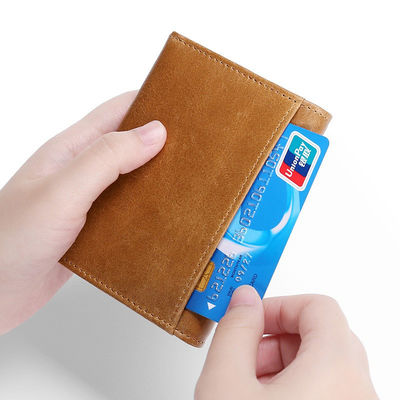 Vintage Genuine Waxy Leather Multi-functional RFID Credit Card Holder Wallet for Men