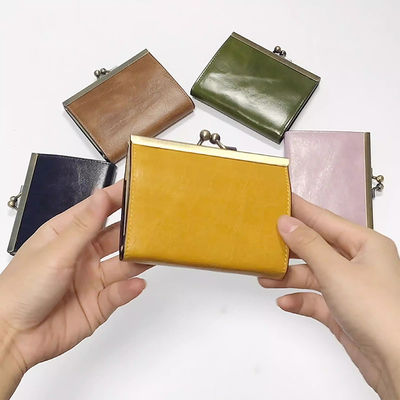 Custom Multifunctional Vintage Genuine Leather Business Coin Purse ID Card Holder Wallet