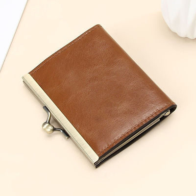 Custom Multifunctional Vintage Genuine Leather Business Coin Purse ID Card Holder Wallet