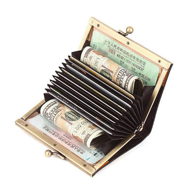 Custom Multifunctional Vintage Genuine Leather Business Coin Purse ID Card Holder Wallet