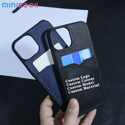 Minibook Custom Designer Genuine Leather With Card Slot And Holder For iPhone 13 14