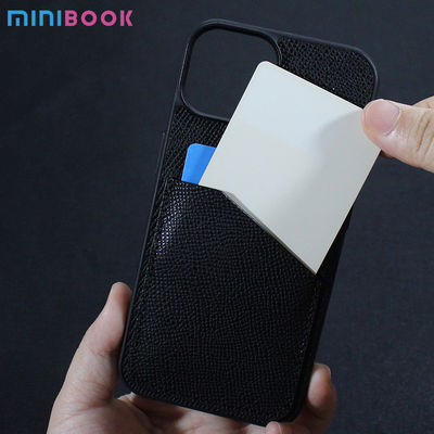 Minibook Custom Designer Genuine Leather With Card Slot And Holder For iPhone 13 14