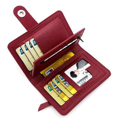 Trendy Women's Daily Life PU Leather ID Window Purse Wallet with Zipper Coin Pocket