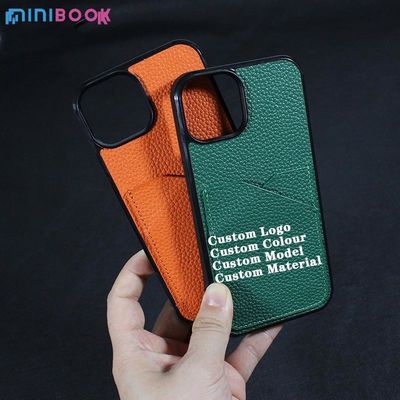 Minibook Genuine Leather Carcasa de telefono Wallet Bag for Daily Life Phone Case