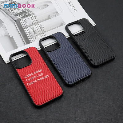 Custom Genuine Leather Card Holder Phone Case for iPhone 14 Waterproof 16.5*8.3*2.5cm