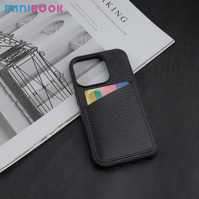Custom Genuine Leather Card Holder Phone Case for iPhone 14 Waterproof 16.5*8.3*2.5cm