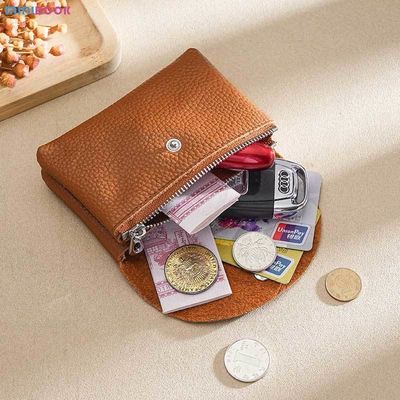 Female Genuine Leather Double Layer Mini Wallet with ID Credit Card Holders and Coin Purse