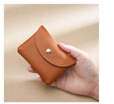 Female Genuine Leather Double Layer Mini Wallet with ID Credit Card Holders and Coin Purse