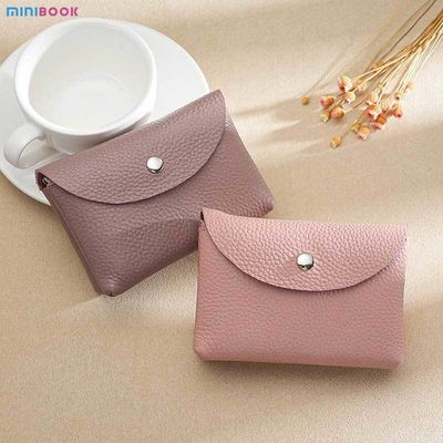 Female Genuine Leather Double Layer Mini Wallet with ID Credit Card Holders and Coin Purse