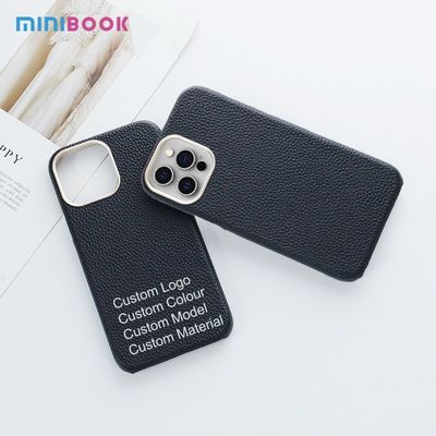 Customize Pebble Genuine Leather Cover for iPhone 13 14 Protecting Camera Phone Case