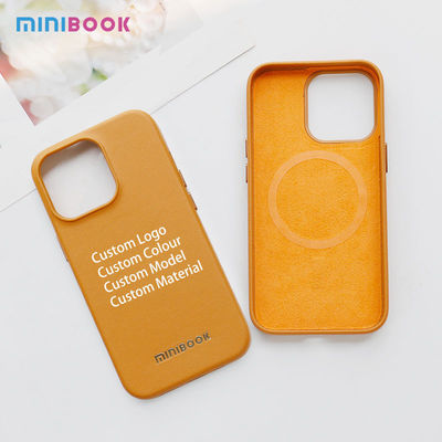 Customize Embossed Logo Shockproof Wireless Charging Magnetic Pu Leather Phone Case For Iphone 13 14 Pro Max