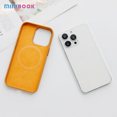 Customize Embossed Logo Shockproof Wireless Charging Magnetic Pu Leather Phone Case For Iphone 13 14 Pro Max