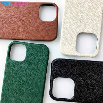 Luxury Leather Genuine Pebble Leather Phone Case for iPhone 14 Pro Max and Samsung