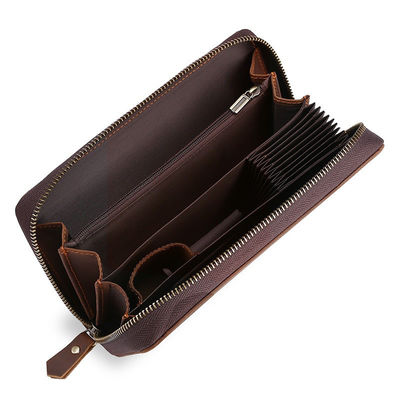 Large Capacity Men's Clutch Bag Soft Genuine Cow Leather Zipper Wallet for Daily Life