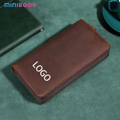 Large Capacity Men's Clutch Bag Soft Genuine Cow Leather Zipper Wallet for Daily Life