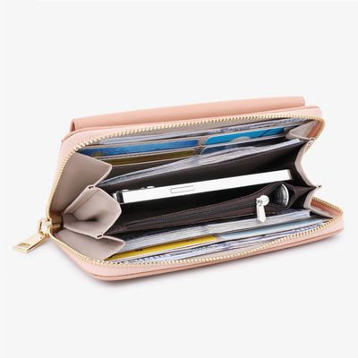 PU Leather Credit Card Holder with Zipper and Phone Holder Wallet Pattern Type Others