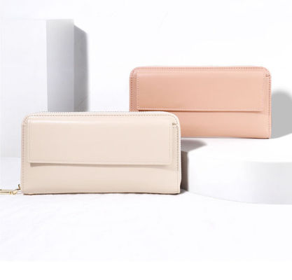 PU Leather Credit Card Holder with Zipper and Phone Holder Wallet Pattern Type Others