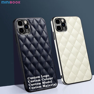 Minibook Rhombic Grain Pu Leather Cellphone Case For Iphone 12 Pro Custom Logo OEM/ODM