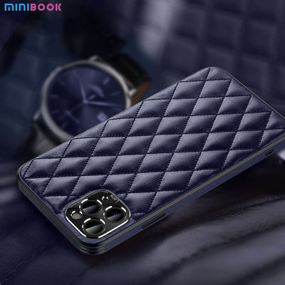Minibook Rhombic Grain Pu Leather Cellphone Case For Iphone 12 Pro Custom Logo OEM/ODM