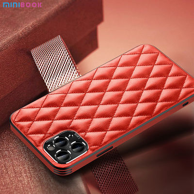 Minibook Rhombic Grain Pu Leather Cellphone Case For Iphone 12 Pro Custom Logo OEM/ODM